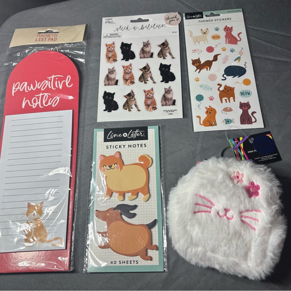 5 pc Cat Themed Novelty Set NWT